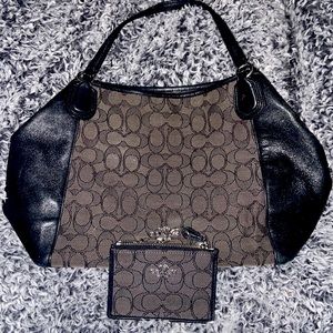 Used coach bag with matching keychain wallet